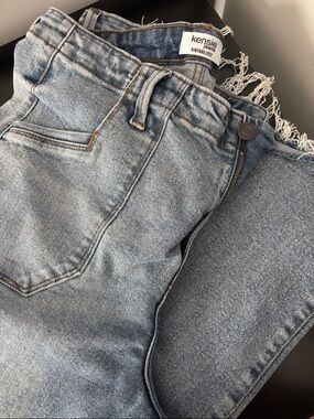 Kensie High-Rise Wide Leg Ankle Jeans with Frayed Hem